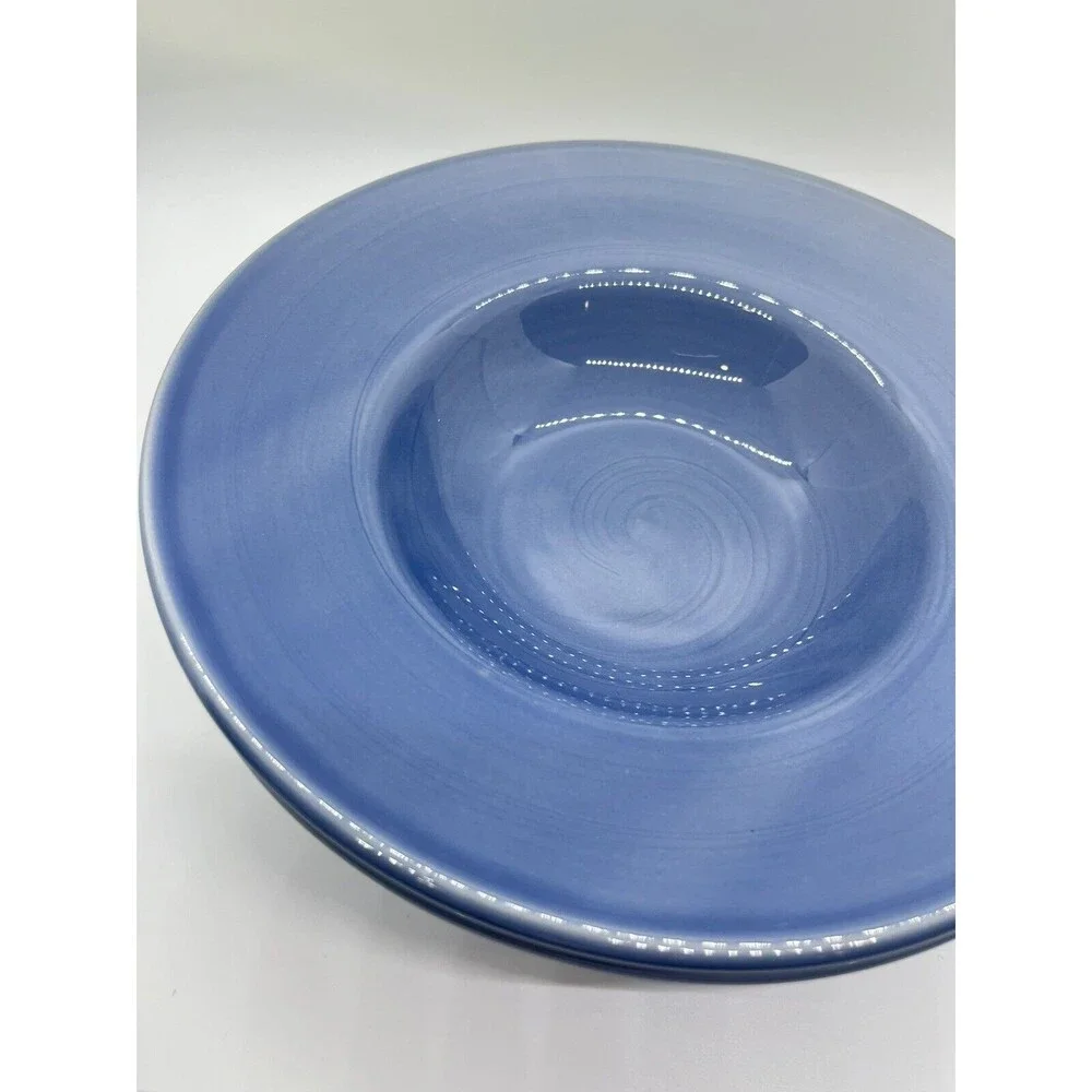 Pier 1 Blue Salad Soup Bowls Set of 3 Stoneware 9